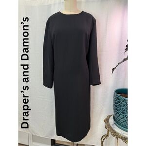 Draper’s & Damon’s 14 Black Long Sleeve Midi Shift Dress ClassicElegant Workwear